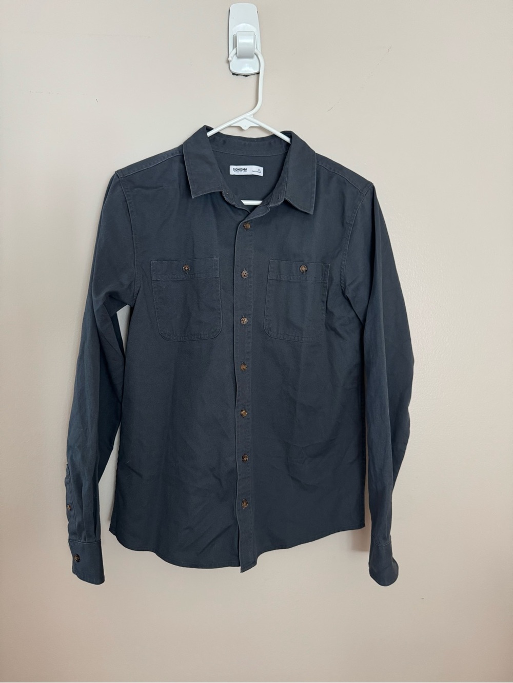 Sonoma Boy’s Long-Sleeve Button-Down Shirt in Charcoal